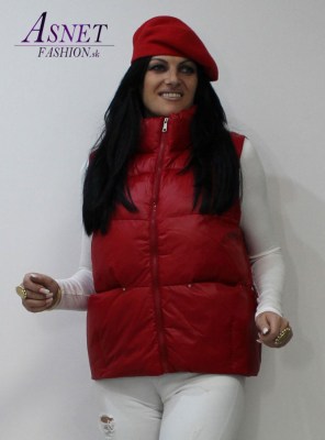 Dámska hrubá červená puffer vesta 1370