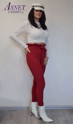 Dámsky biely elastický crop top s vlnkami 1010 