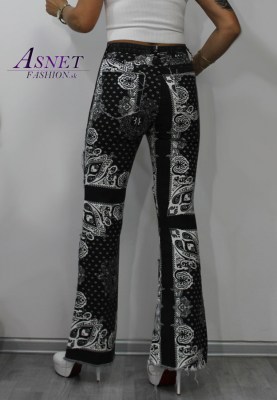 Dámske čierno-biele zvonové skinny jeans 1174