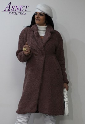 Dámsky Teddy kabát v tmavo-ružovej farbe 1356