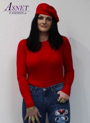 Dámske hladké červené tričko 903